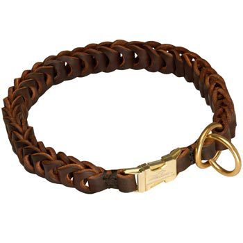 Boxer Leather Collar Braided Design